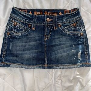 rock revival mini denim skirt